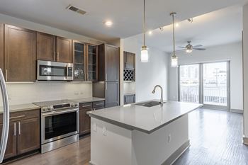 Granite countertops w/ tile backsplash